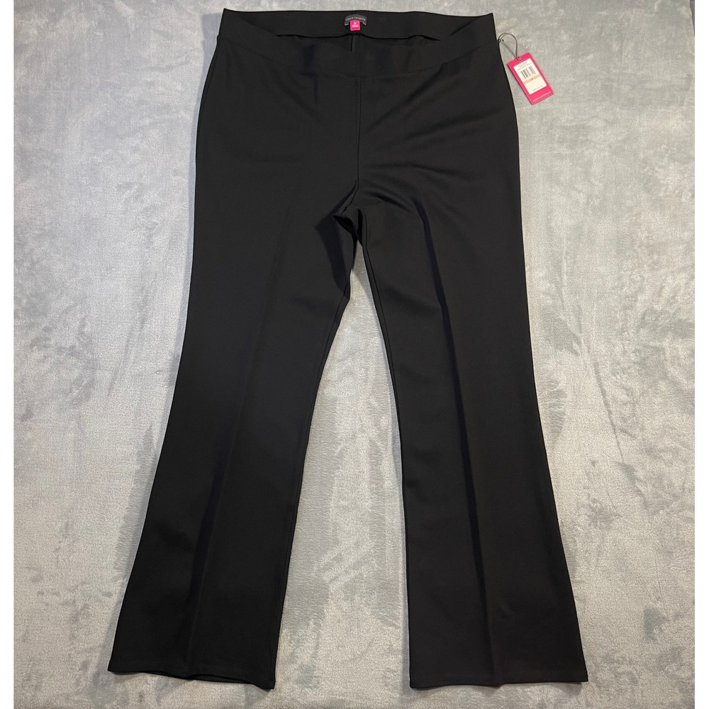 Vince Camuto Womens Essentials Trousers 2X Rich Black Flare Stretch